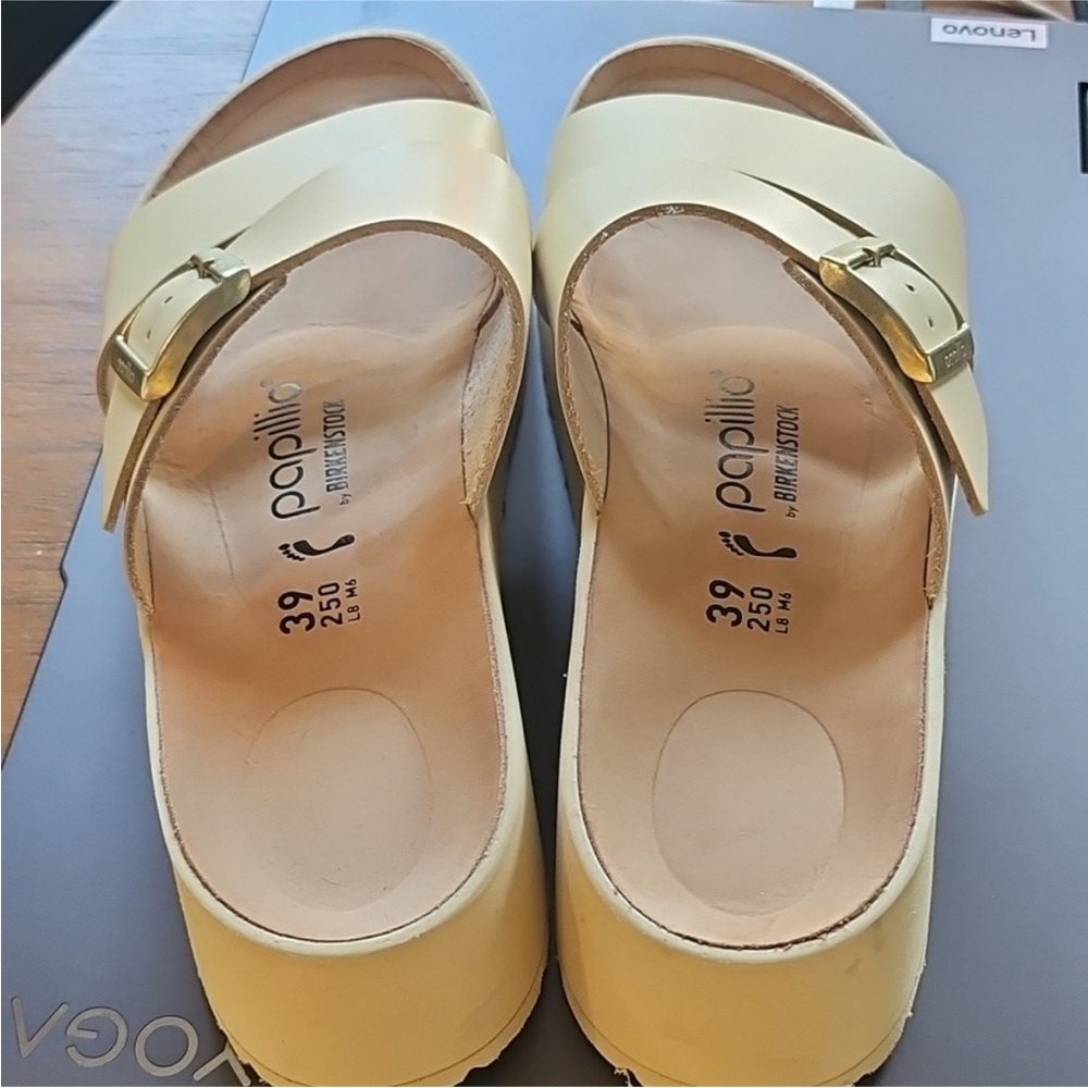 BIRKENSTOCK Papillio The Almina Platform Wedge ECRU Slide Sandals - Picture 4 of 13